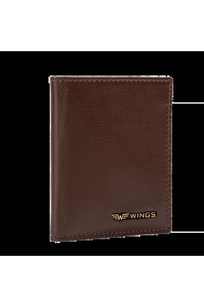 WINGS BRAND Portcard WINGS din piele de vacă, maro
