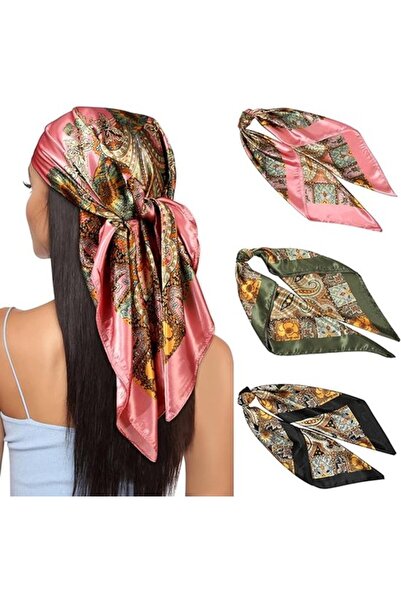 STARSTAR Scarf set 3pc polyester women's 90x90cm headscarf.