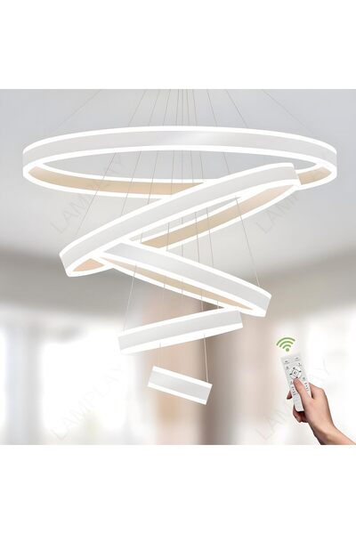OtherMax Lampă Suspendată LED Candelabru Modern Reglabil 5 Inele Alb 20-100cm...