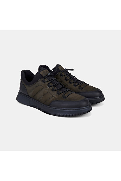 Desa Men's Khaki Desacomfort Flexible Ankle Lace-Up Leather Sneaker
