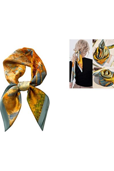 STARSTAR Women's white satin square scarf 70x70cm.