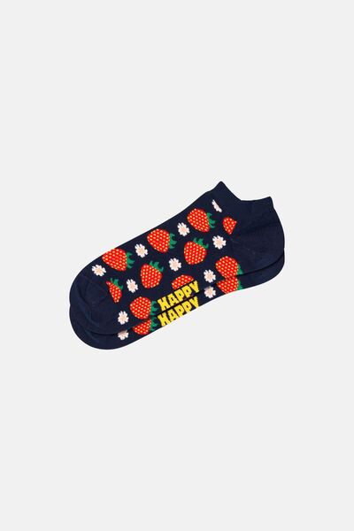 Happy Socks - Navy Blue Strawberry Patterned Socks