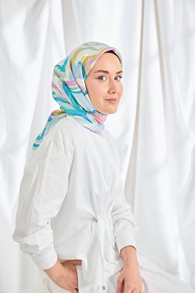 Silk Home Twill Silk Scarf Abstract Blue