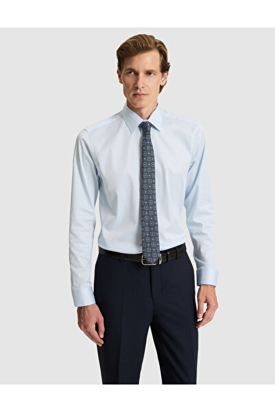 Pierre Cardin Light Blue Slim Fit Long Sleeve Basic Shirt 50328765-Vr003