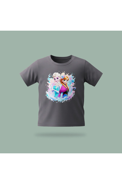 Erays Home Children's Elsa Frozen Ice Flowers Patterned Printed T-Shirt 100% ...