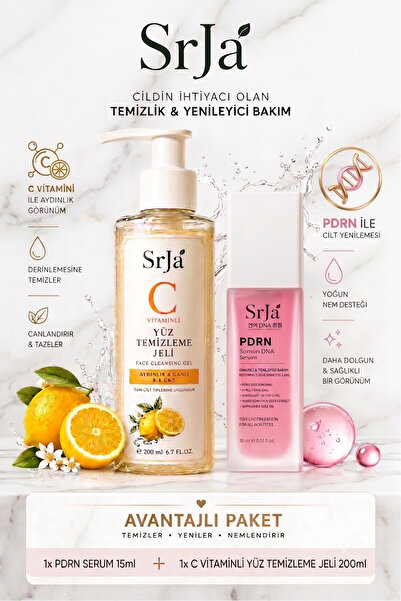 PDRN Somon DNA Serum + C Vitaminli Yüz Temizleme Jeli Cilt Bakım Seti