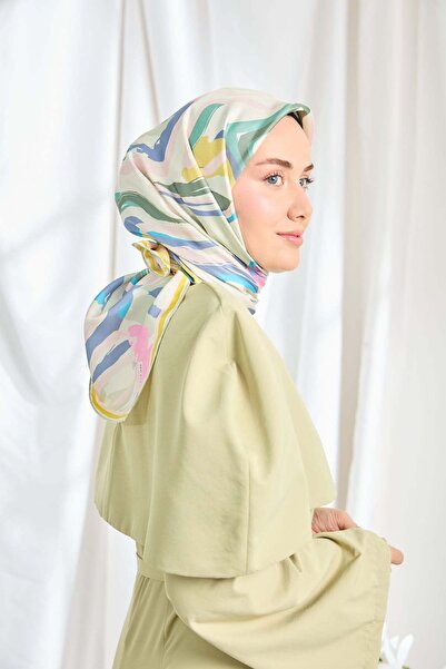 Silk Home Twill Silk Scarf Abstract Water Green