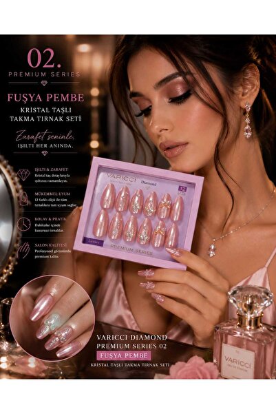 ORİON GLOBAL VARICCI Diamond 01 Premium Series Metalik Füme Siyah Takma Tırna...