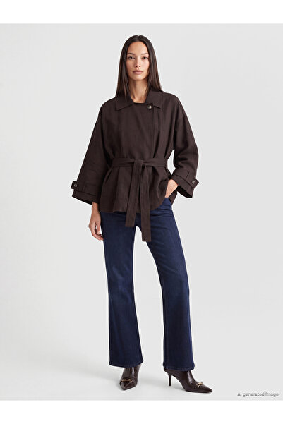 LC Waikiki Jachetă de damă supradimensionată din twill, cu cordon