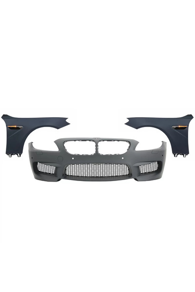 tuningset Bară de protecție față cu aripi, compatibilă cu BMW Seria 6 F06 Gra...