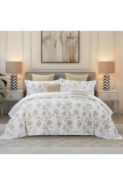 Orange Bed & Bath إدلين جولد |   طقم لحاف مزدوج من 11 قطعة، 100% قطن