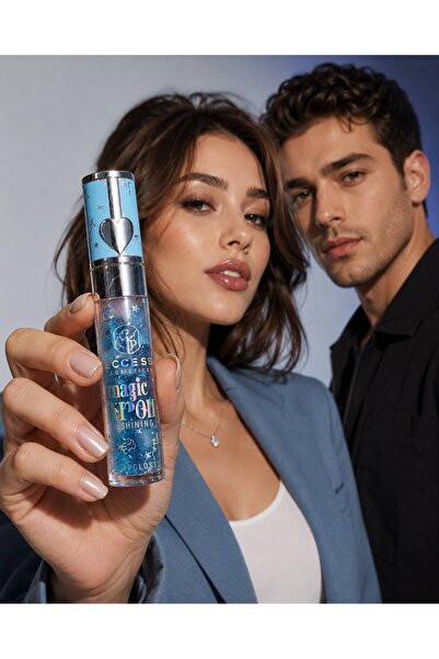 ORİON GLOBAL Magic Lip Oil Shining Holographic Glitter Lip Gloss – Blue - Holographic Glitter / Shimmer
