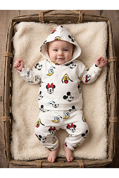 Bonne Baby Baby Boy Mick Mous Patterned Three-Thread Tracksuit Set