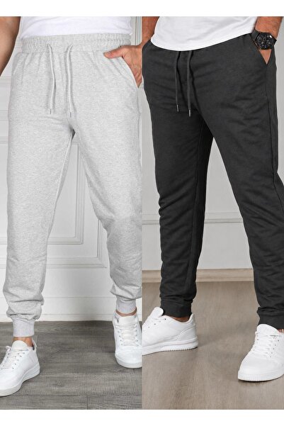 TORUK MAKTO Set of 2 Unisex Ribbed Leg Sweatpants Jogger Comfortable Fit Dail...