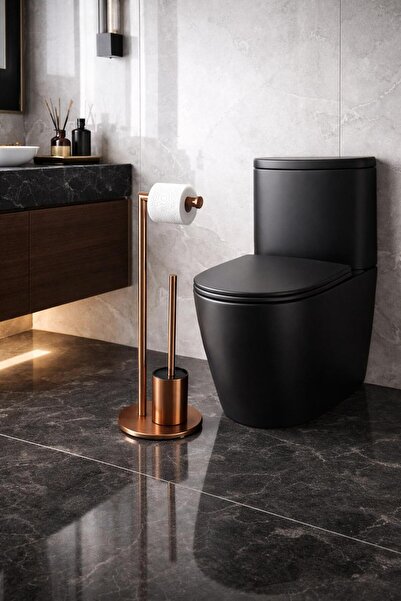 SANITEXPERT Suport WC Premium 2 în 1 – Port hârtie igienică și perie WC din i...