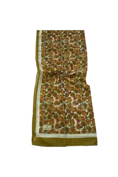 SHAWL SECRET شال جلامور بنمط الزهور باللون الأخضر الزيتي 54272