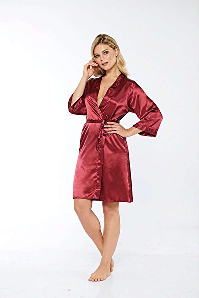 Sistina Nhr-Hlss Burgundy Silk Satin Dressing Gown - 14004 - (162509) Size S