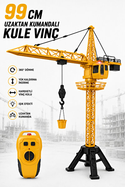 ZİVENTA 99 Cm Uzaktan Kumandalı Kule Vinç Oyuncak Işıklı 360° Dönen Yük Kaldı...