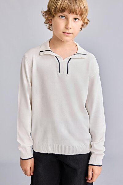 DeFacto Regular Fit Collar Stripe Detailed Knitwear Sweater for Boys I0394A826Wn
