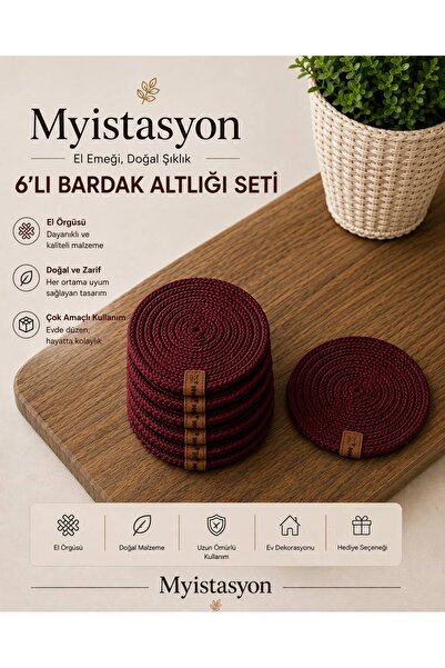 myistasyon "tarzınızı evinize yansıtın" 6'lı Bardak Altlığı 12 Cm Çay, Fincan...