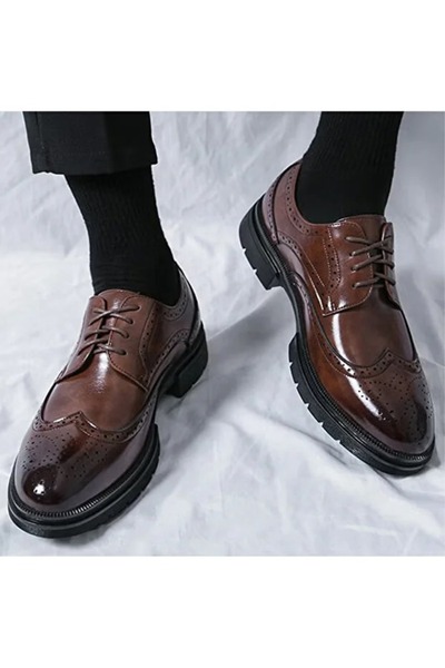 Generic Brand Trend British Retro Brogue Dress Shoes For Men Comfort Leather ...