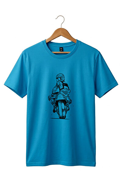 The Baski Unisex Motorcycle Drawing Printed Cool Short Sleeve Crew Neck 100% ...