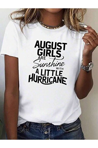 25W AUGUST GIRLS ARE SUNSHINE Women's T-Shirt, Comfort Fit Casual Digital Pri...