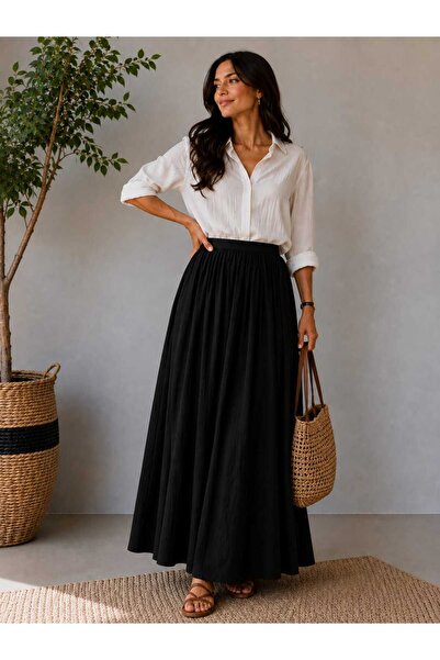 GİYİYORUM Women's High Waist Maxi Skirt