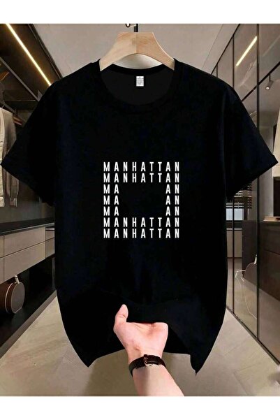 21JNRY Black Minimalist Manhattan Letter Pattern Short-Sleeve T-Shirt As A Gift