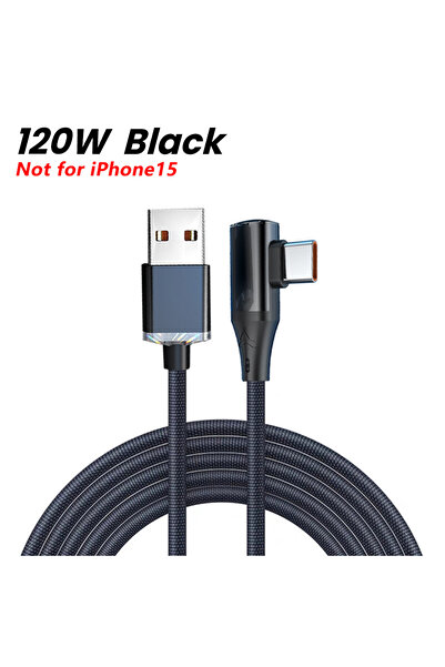 Choice9 2m Black NNBILI 90 Degree Elbow USB Type C Cable 120W Fast Charging U...