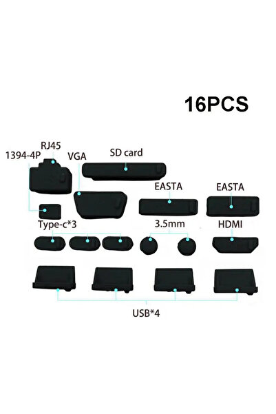 Choice3 16pcs Black 1set/16pcs Silicone Notebook Anti Dust Plug Cover Stopper...