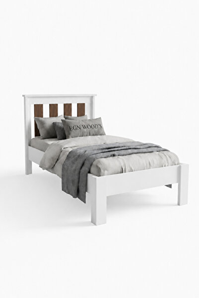 EGN WOODS Modern Beyaz MDF Karyola - Tek ve Çift Kişilik Yatak Ölçü Seçenekleri - Farklı Renk Alternatifleri Berlin