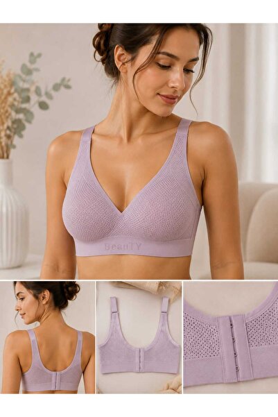 Softwearr حمالة صدر نسائية بدون خياطة وبدون حشوة مصنوعة من قماش شبكي مقطوع با...