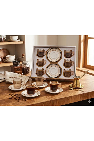 Herencia Sultan - 12 PCS Kahve Fincan Seti (lüsterli)