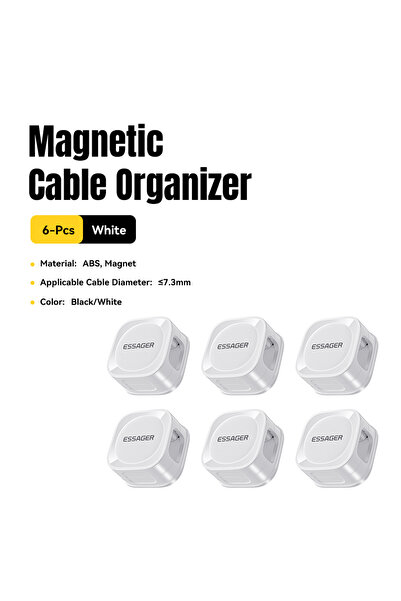 Choice1 ESSAGER 6 Pcs White Essager Magnetic wire holder Magnetic Cable Clips...