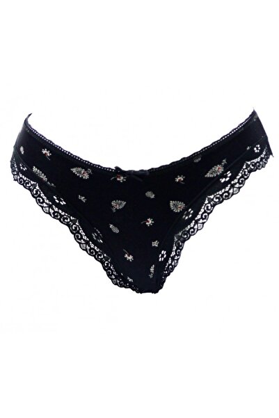 HUNEX UNDERWEAR ΓΥΝΑΙΚΕΙΟ ΣΛΙΠ ΜΕ ΔΑΝΤΕΛΑ ΣΤΟ ΤΕΛΟ ΜΑΥΡΟ 5720-01MAY, Μέγεθος M