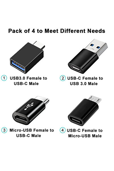Choice black 4pcs 4pcs USB to USB C Adapter, USB C to USB 3.0 OTG, Micro USB ...