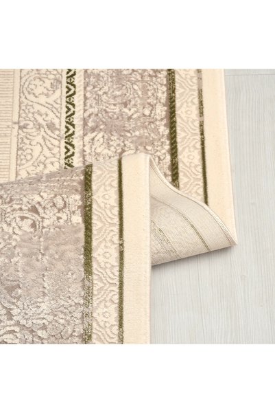 Anatolia HALI EZGİ -Vizon / Yeşil -Oturma Odası, Salon -Kolay Temizlenebilir