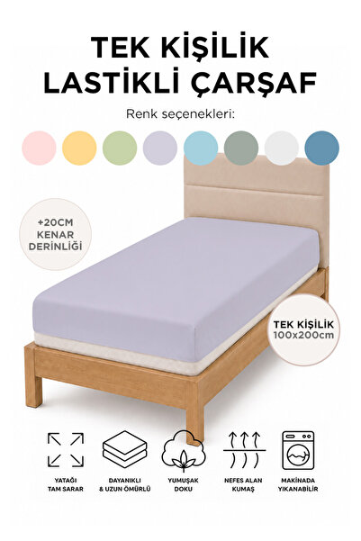 100x200 PAMUKLU LASTİKLİ ÇARŞAF - TEK KİŞİLİK - RANFORCE