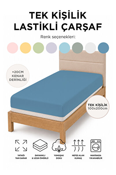 100x200 PAMUKLU LASTİKLİ ÇARŞAF - TEK KİŞİLİK - RANFORCE