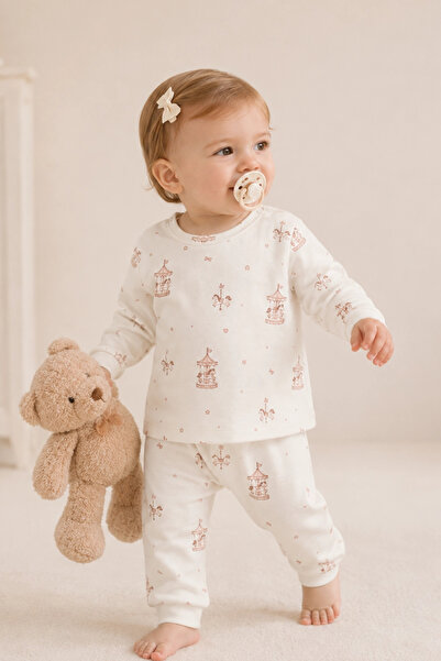 Divonette Baby Girl Cute Carousel Printed Pajama Set