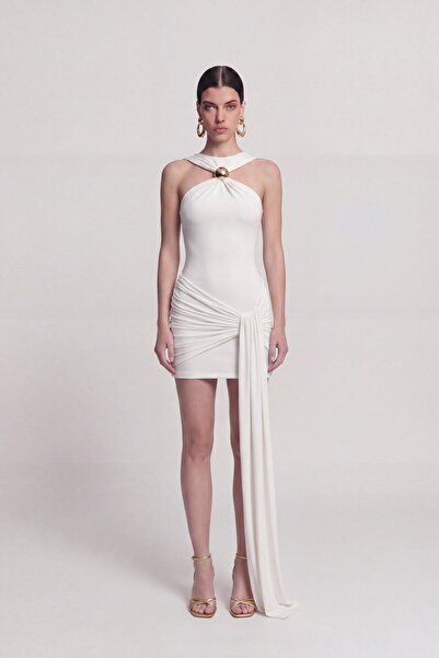 HOLLY LOLLY Halter Neck Mini Lilian Dress with Accessories White