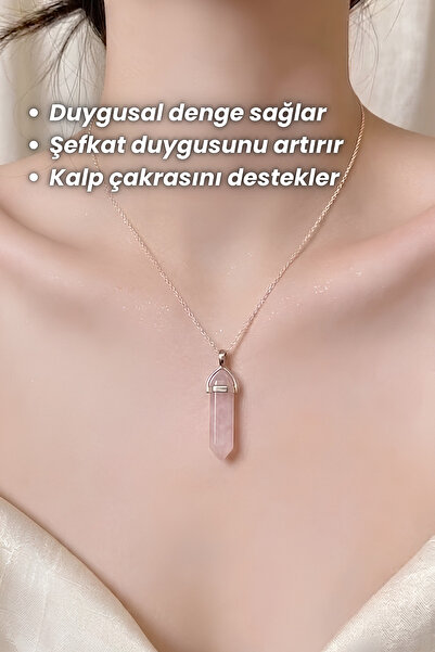Elifsu Jewelry Pink Quartz Natural Stone Pendant Nail Cut Pendant