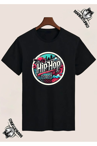 MarkaTurko تي شيرت أسود مطبوع بتصميم خاص من HIPHOP