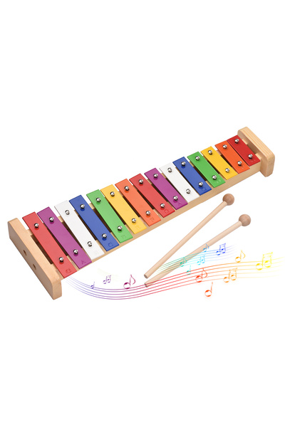 Choice 15 Note Glockenspiel Xylophone Wooden Base Colorful Aluminum Bars with...
