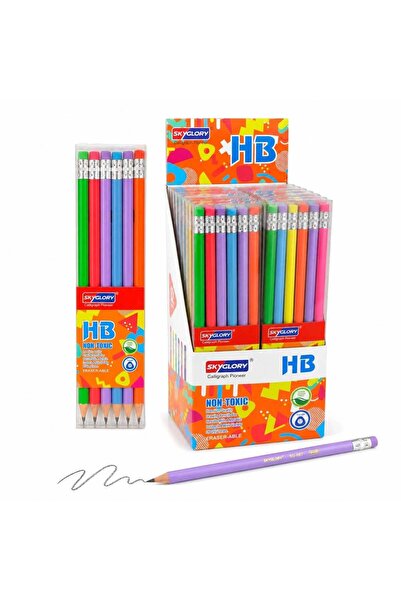 Issa Creion de grafit 12 buc/set, cu radieră, 12 seturi, culori diferite