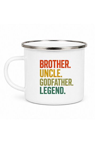 OEM Cana emailata Brother Uncle Godfather Legend, metal emailat, alb