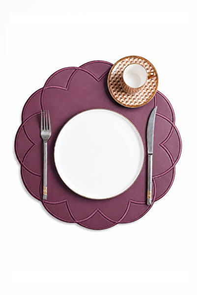Evien Home Embroidered Leather American Service Set of 2 Double-Sided Round P...