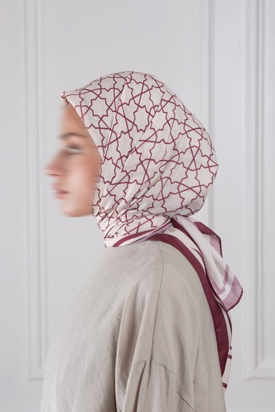 Emare Star Patterned Soft Scarf Burgundy