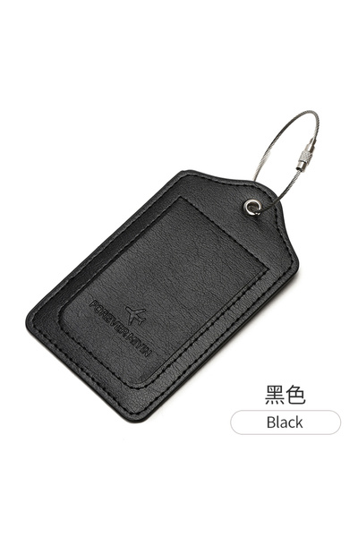 Choice HZ717-Black PU Leather Luggage Tag with anti Loss Wire Rope Loop and B...